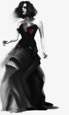 Girl Black And White Painting screenshot #1 240x400