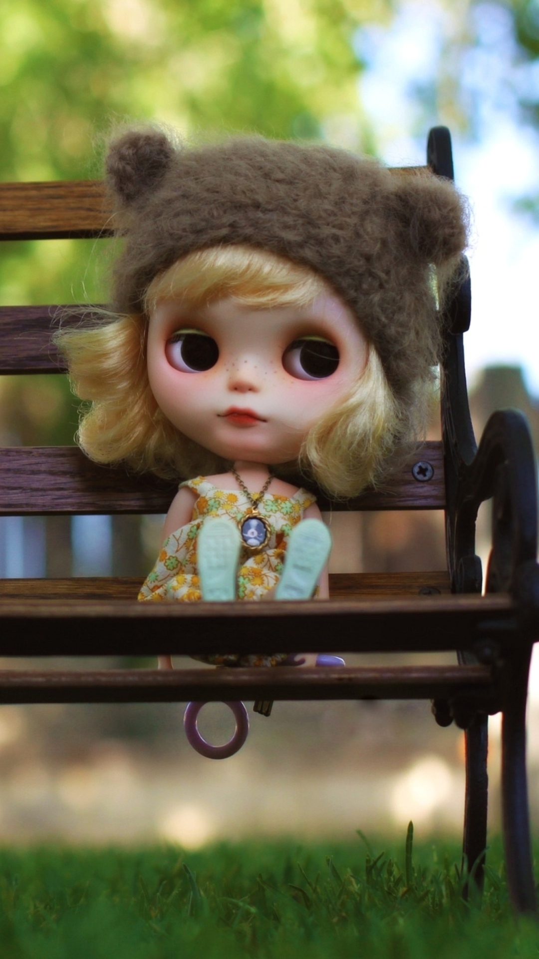 Doll Sitting On Bench screenshot #1 1080x1920