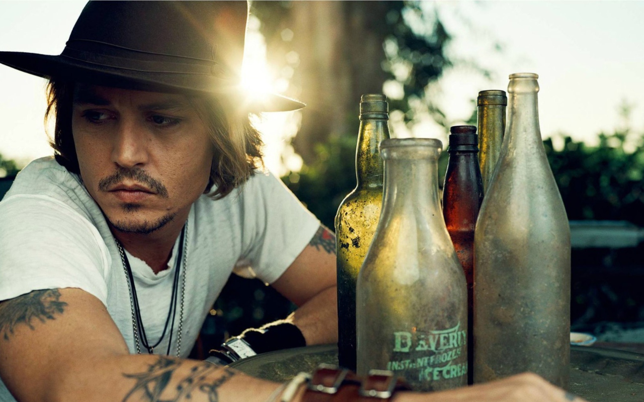 Das Johnny Depp Sunset Portrait Wallpaper 1280x800