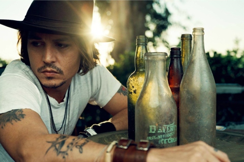 Fondo de pantalla Johnny Depp Sunset Portrait 480x320