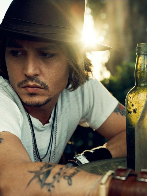 Обои Johnny Depp Sunset Portrait 480x640