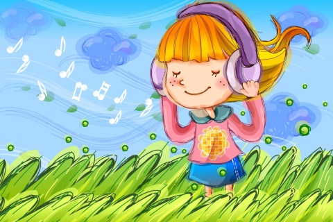 Das Cute Girl In Headphones Wallpaper 480x320