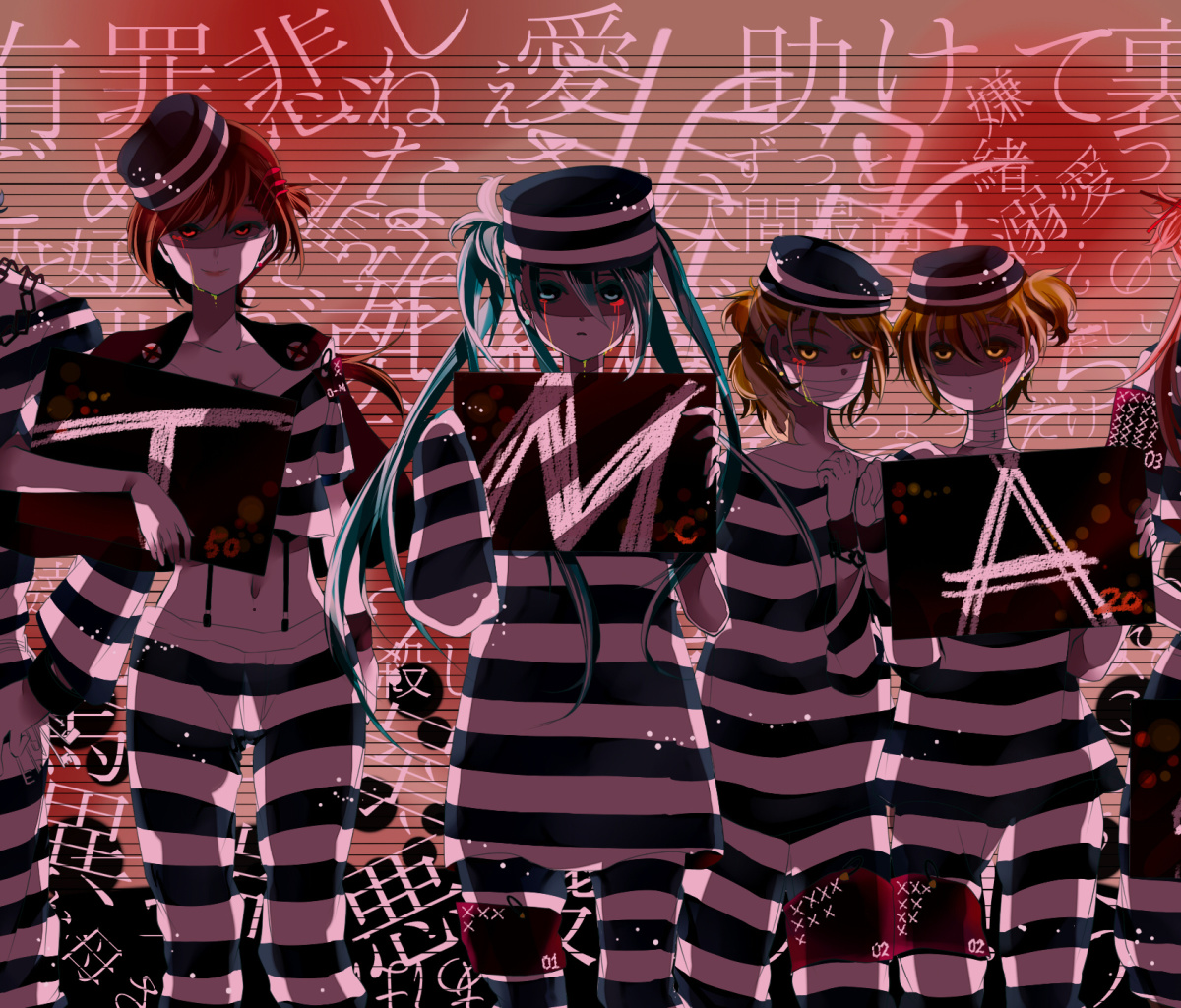 Hatsune Miku, Kagamine Len, Kagamine Rin, Kaito, Megurine Luka, Meiko screenshot #1 1200x1024