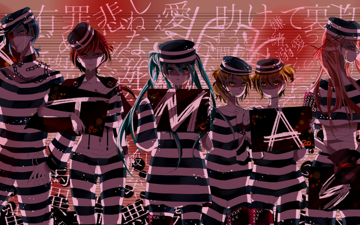 Fondo de pantalla Hatsune Miku, Kagamine Len, Kagamine Rin, Kaito, Megurine Luka, Meiko 1440x900