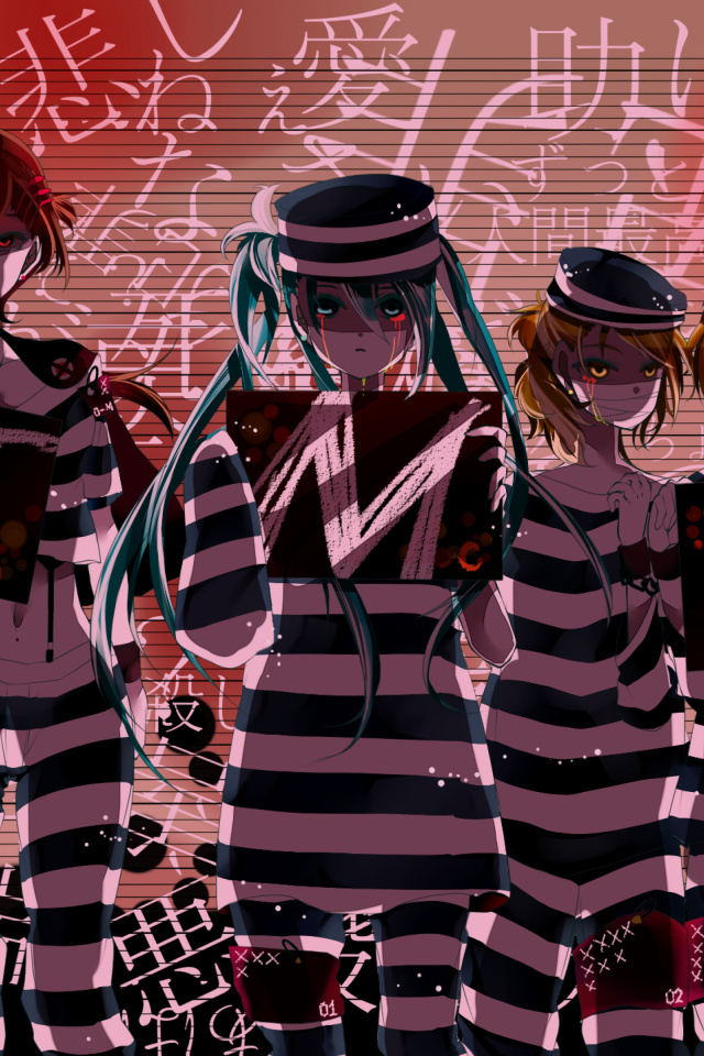 Screenshot №1 pro téma Hatsune Miku, Kagamine Len, Kagamine Rin, Kaito, Megurine Luka, Meiko 640x960