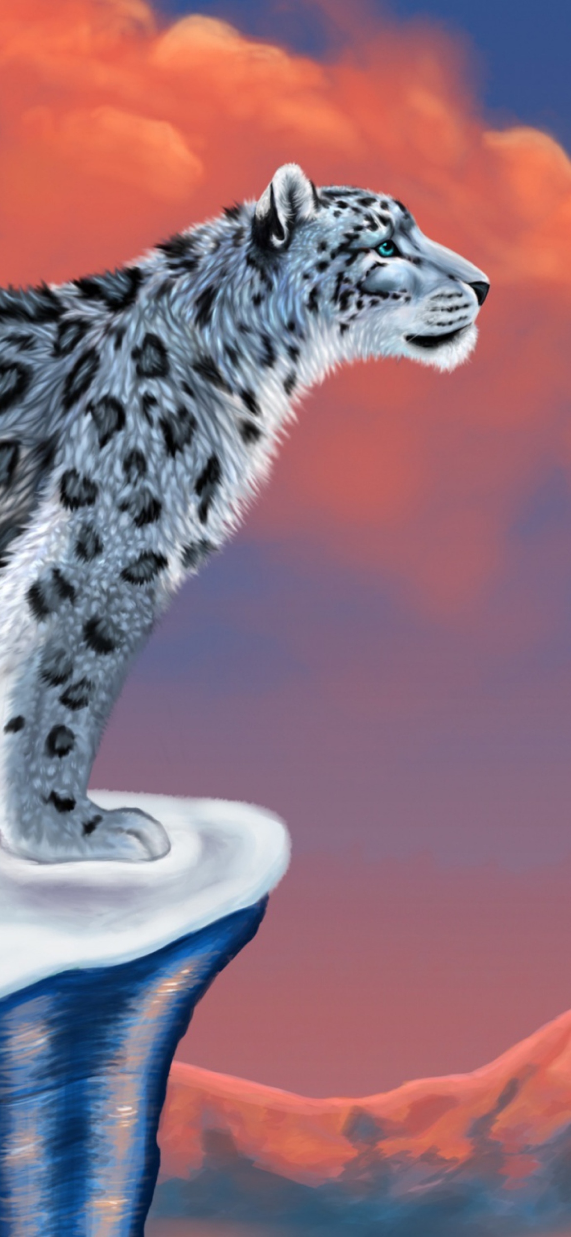 Fondo de pantalla Snow Leopard Drawing 1170x2532