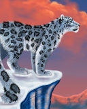 Обои Snow Leopard Drawing 128x160
