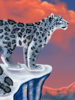 Snow Leopard Drawing wallpaper 240x320