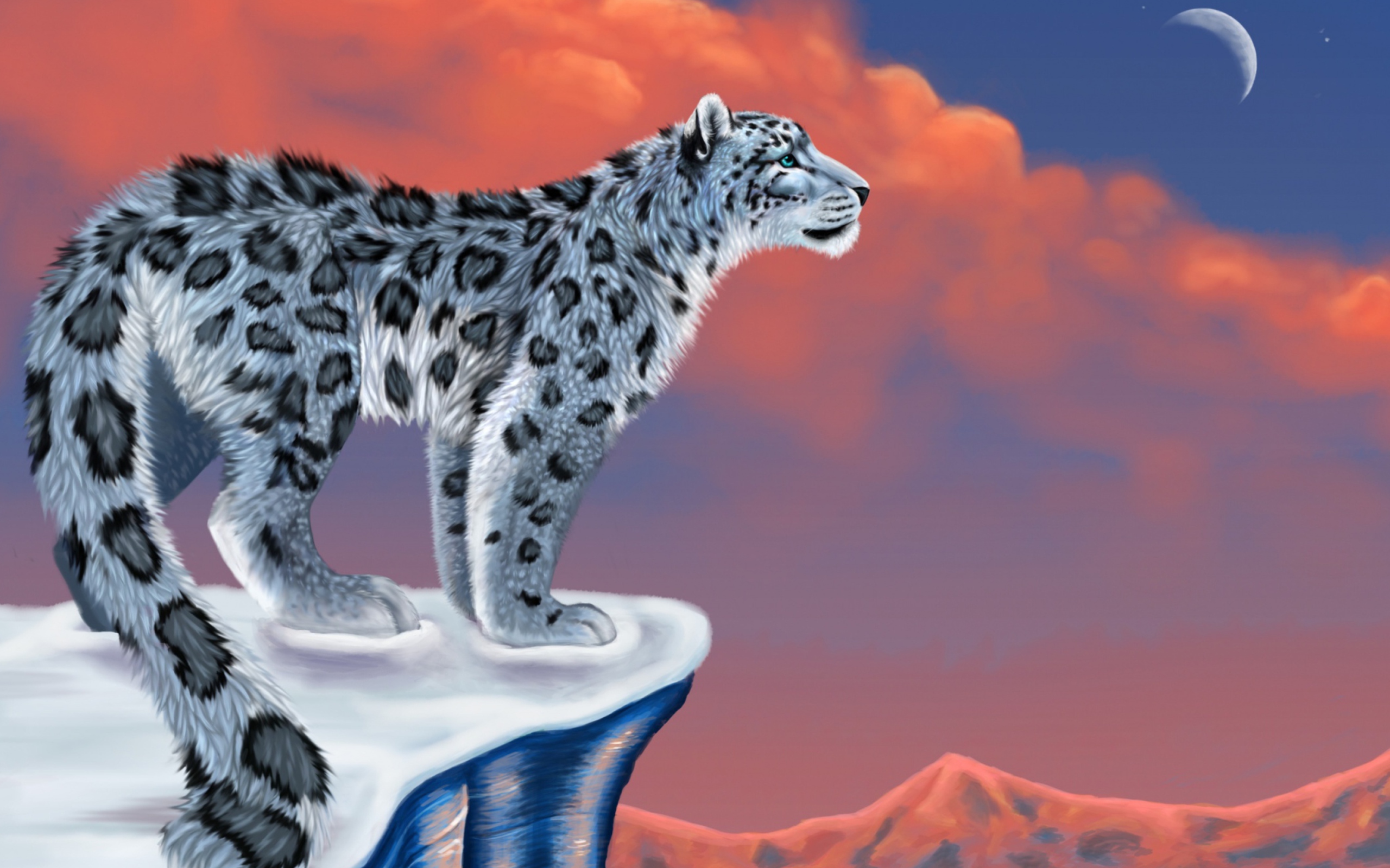 Snow Leopard Drawing wallpaper 2560x1600