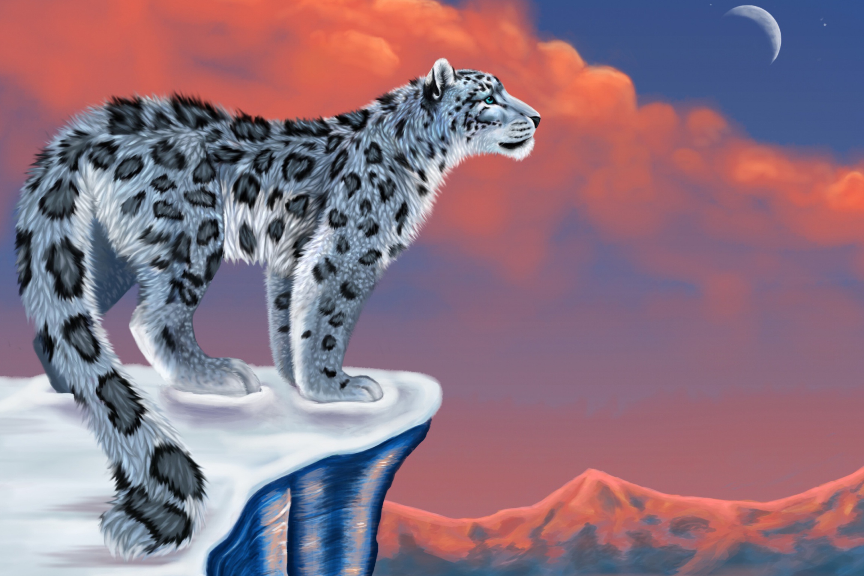 Обои Snow Leopard Drawing 2880x1920