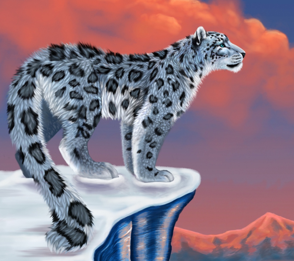 Snow Leopard Drawing wallpaper 960x854