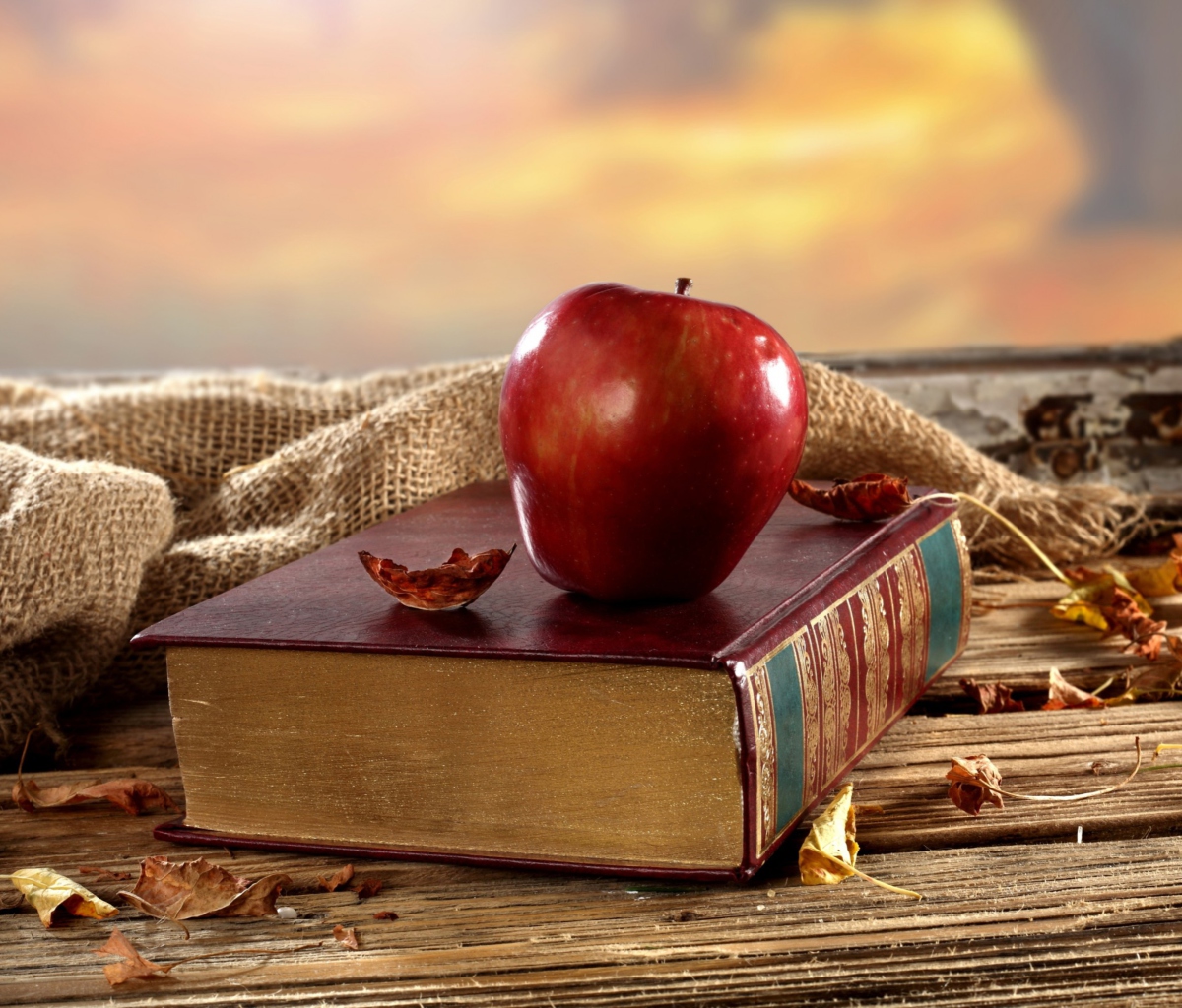 Обои Apple And Book 1200x1024