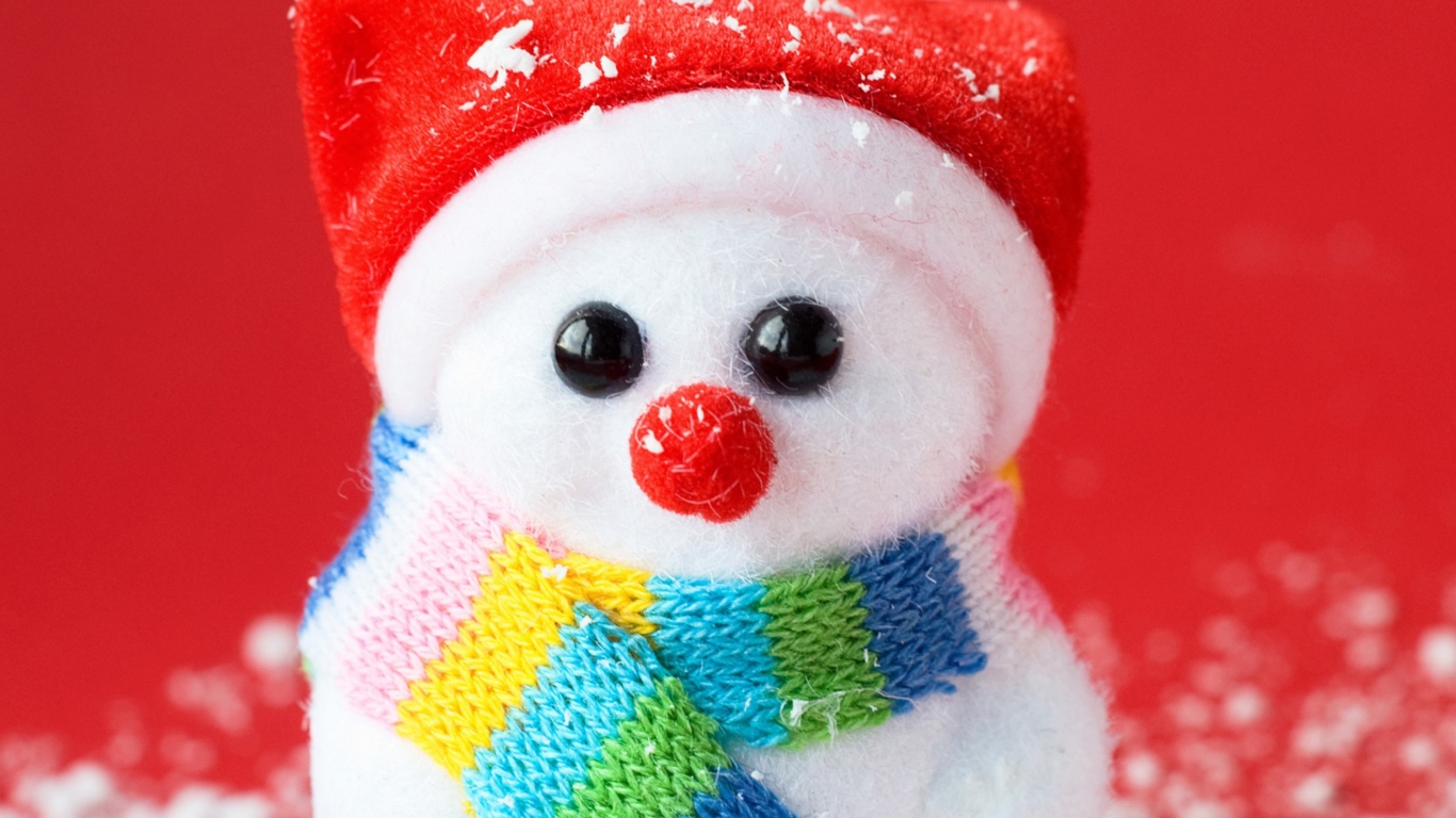 Обои Cute Christmas Snowman 1366x768