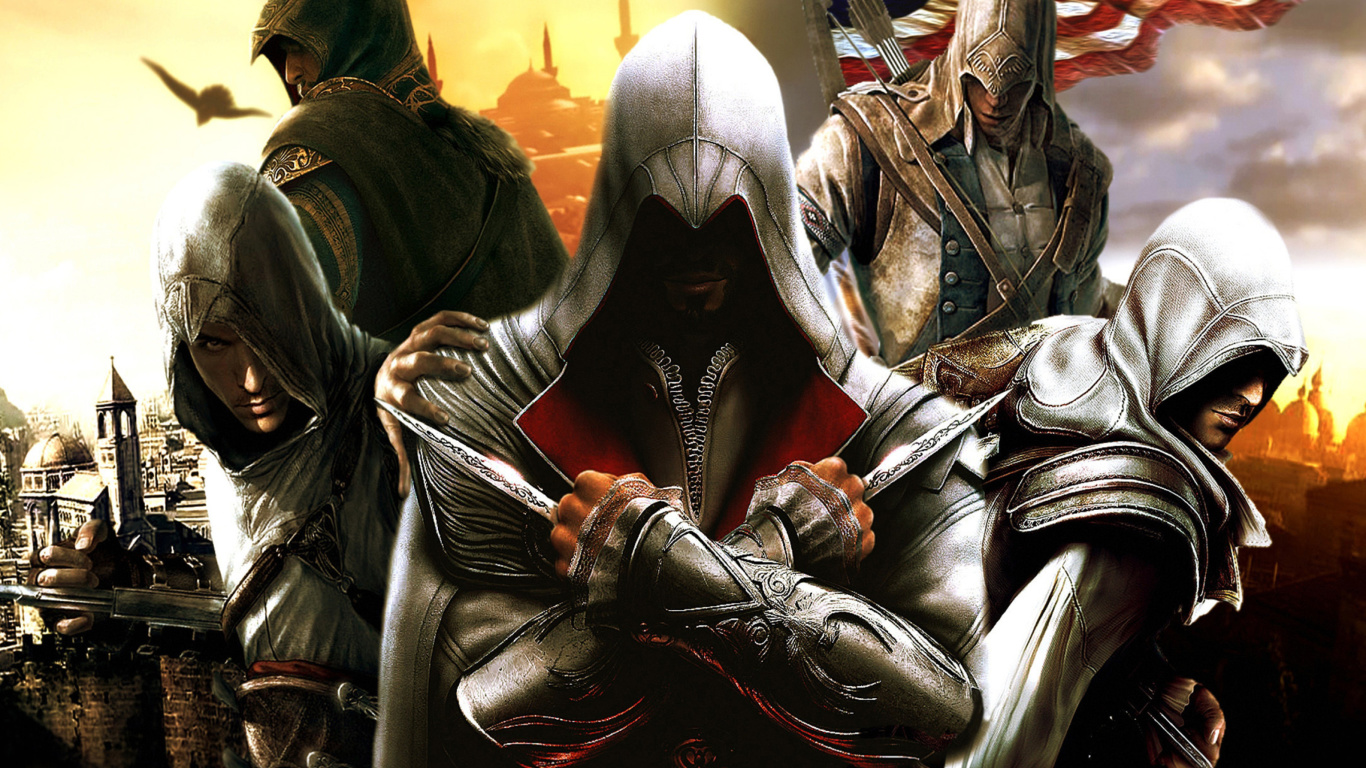 Das Assassins Creed Altair Ezio Connor Wallpaper 1366x768