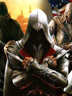 Fondo de pantalla Assassins Creed Altair Ezio Connor 240x320