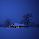 Das Lonely House, Winter Landscape And Christmas Tree Wallpaper 128x128