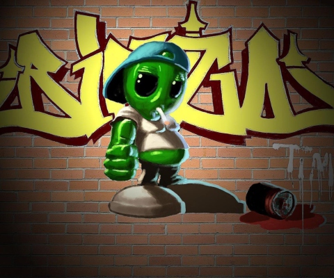 Alien Graffiti wallpaper 480x400