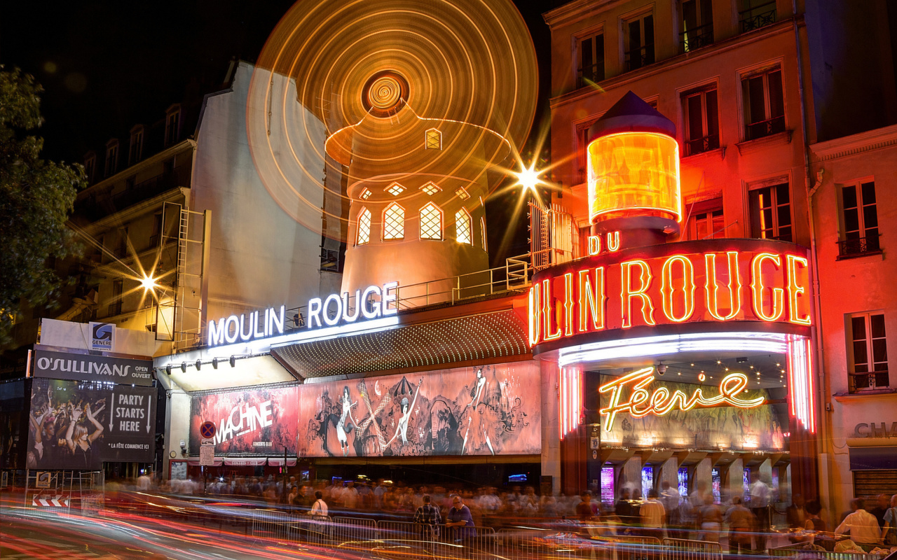 Das Moulin Rouge cabaret in Paris Wallpaper 1280x800