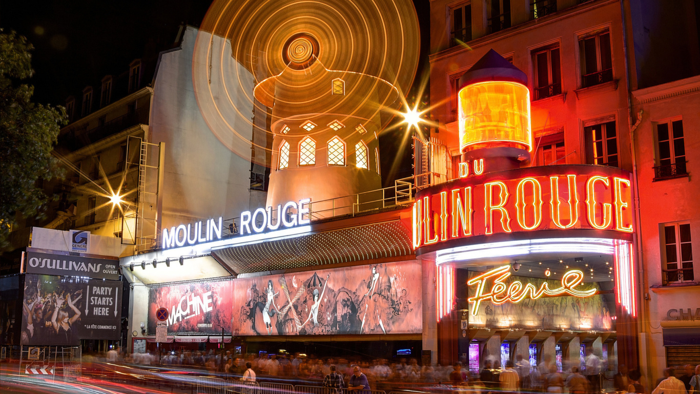 Moulin Rouge cabaret in Paris wallpaper 1366x768