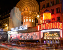 Das Moulin Rouge cabaret in Paris Wallpaper 220x176