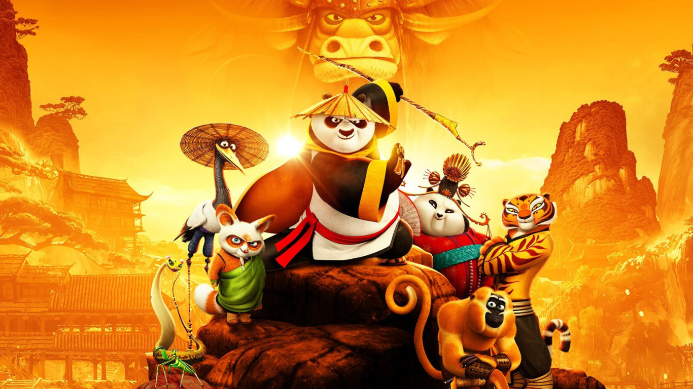 Kung Fu Panda 3 3D wallpaper 1366x768