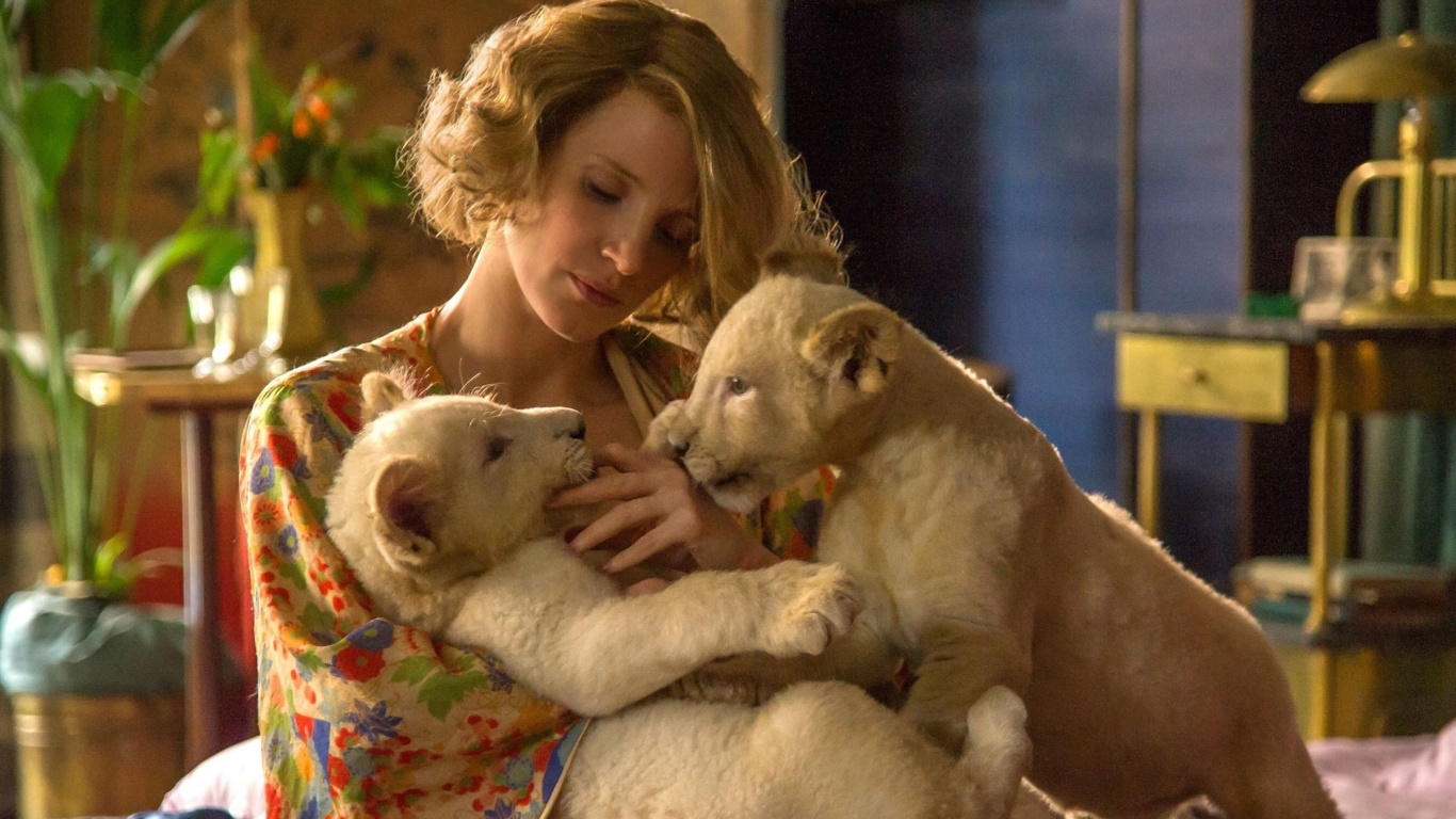 Das The Zookeepers Wife Film with Jessica Chastain Wallpaper 1366x768