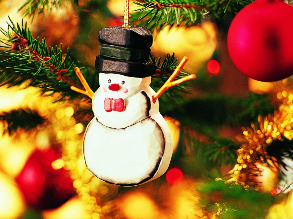 Das Christmas Snowman Craft Wallpaper 1024x768
