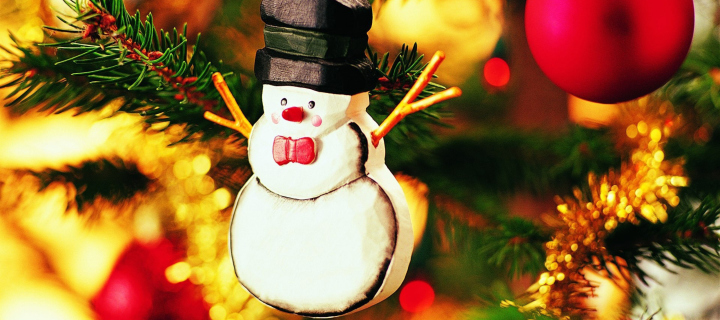 Обои Christmas Snowman Craft 720x320