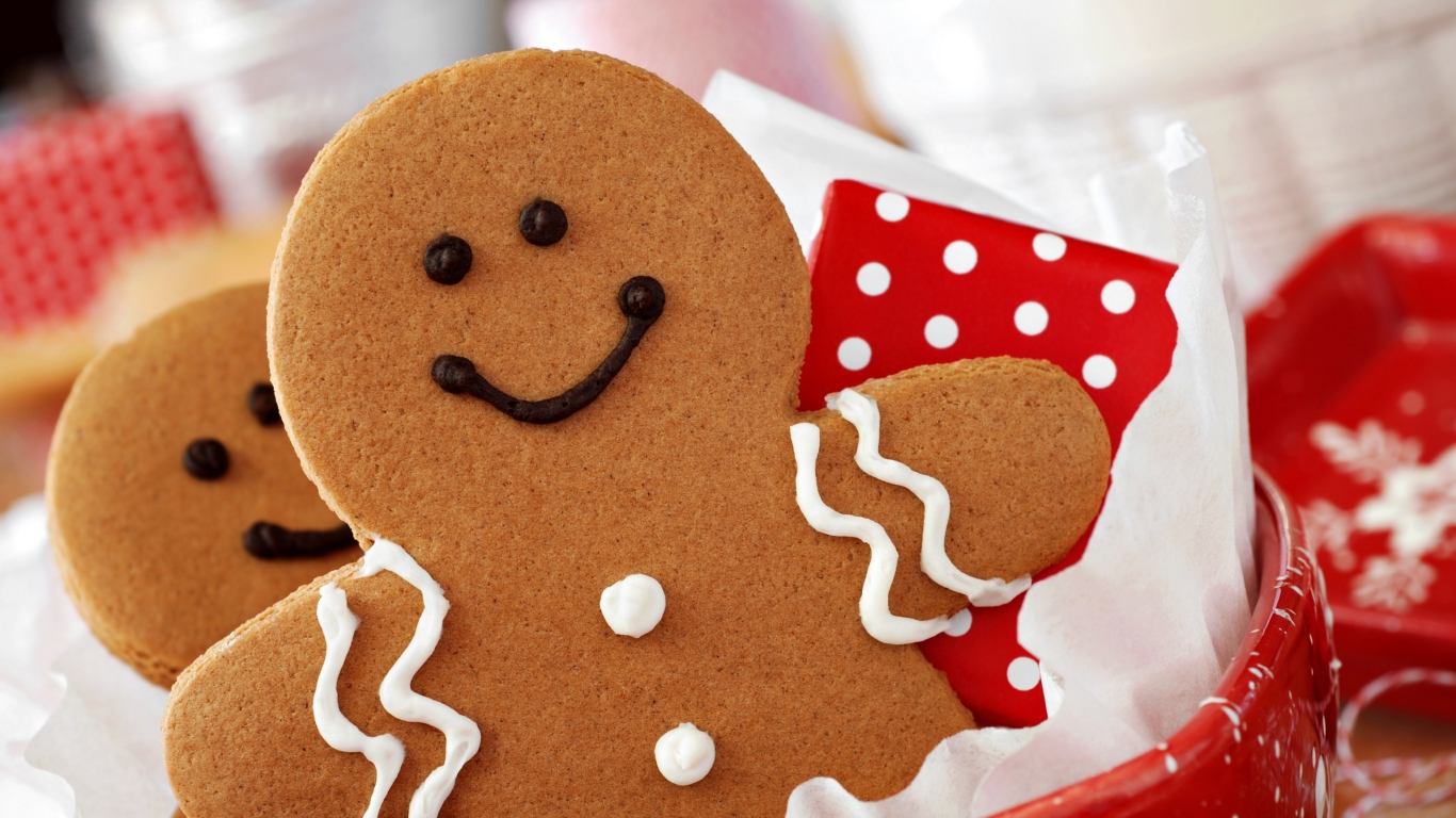 Ginger Bread Christmas Cookies wallpaper 1366x768