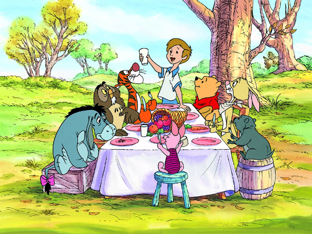 Winnie the Pooh Dinner wallpaper 1024x768