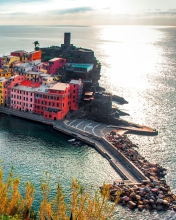 Italy Vernazza Colorful Houses wallpaper 176x220