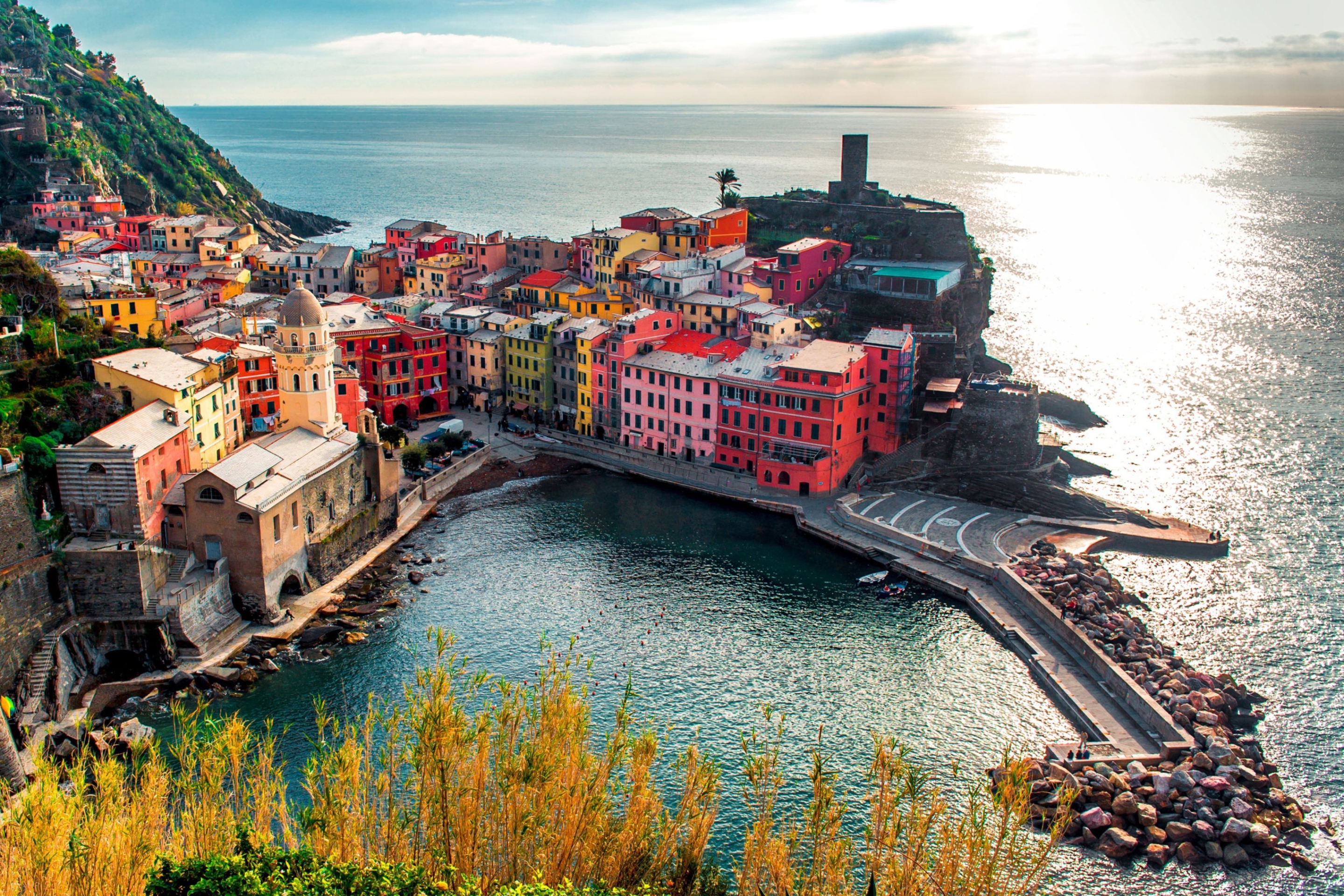 Das Italy Vernazza Colorful Houses Wallpaper 2880x1920