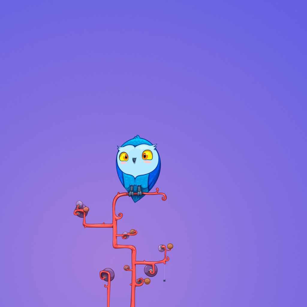 Обои Cute Blue Owl 1024x1024
