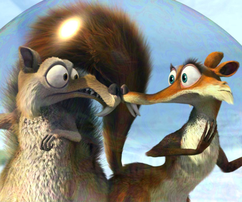 Обои Ice Age Dawn of the Dinosaur Scrat And Scratte 480x400