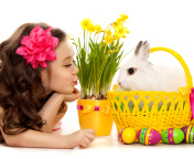 Fondo de pantalla Girl and Rabbit 176x144