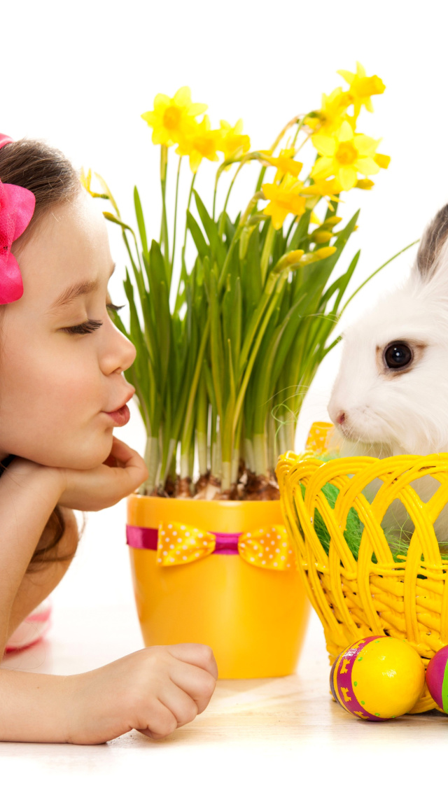 Girl and Rabbit wallpaper 640x1136