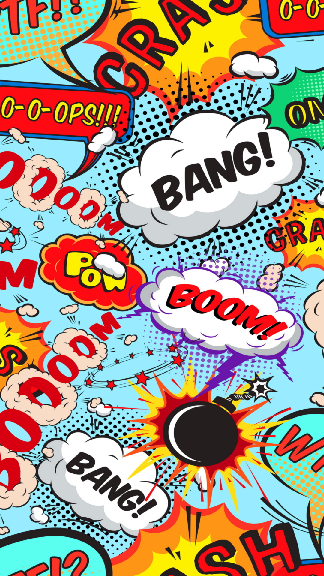 Обои Expressions Crash Boom Bang 1080x1920