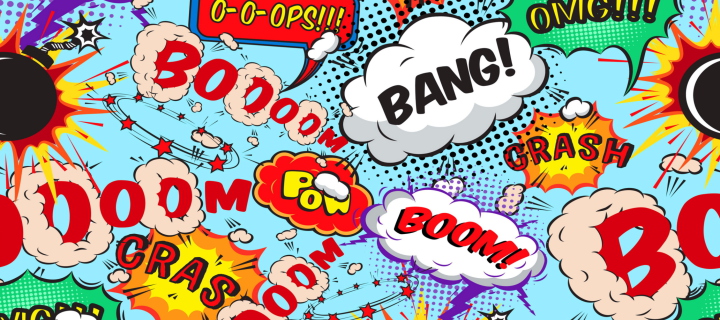 Fondo de pantalla Expressions Crash Boom Bang 720x320