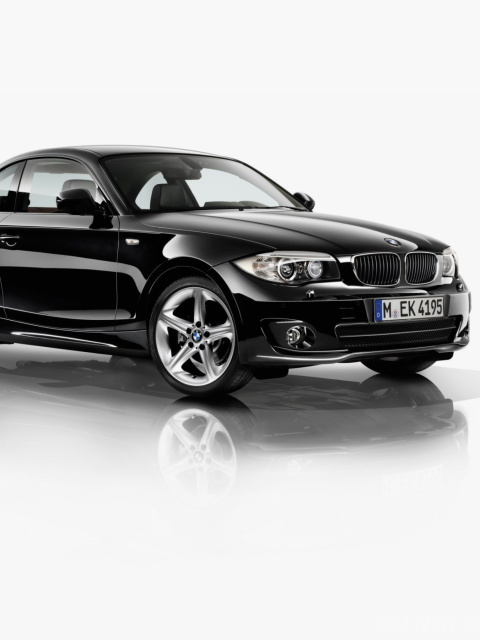 BMW 125i black Coupe wallpaper 480x640