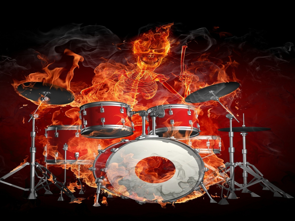 Обои Skeleton on Drums 1024x768