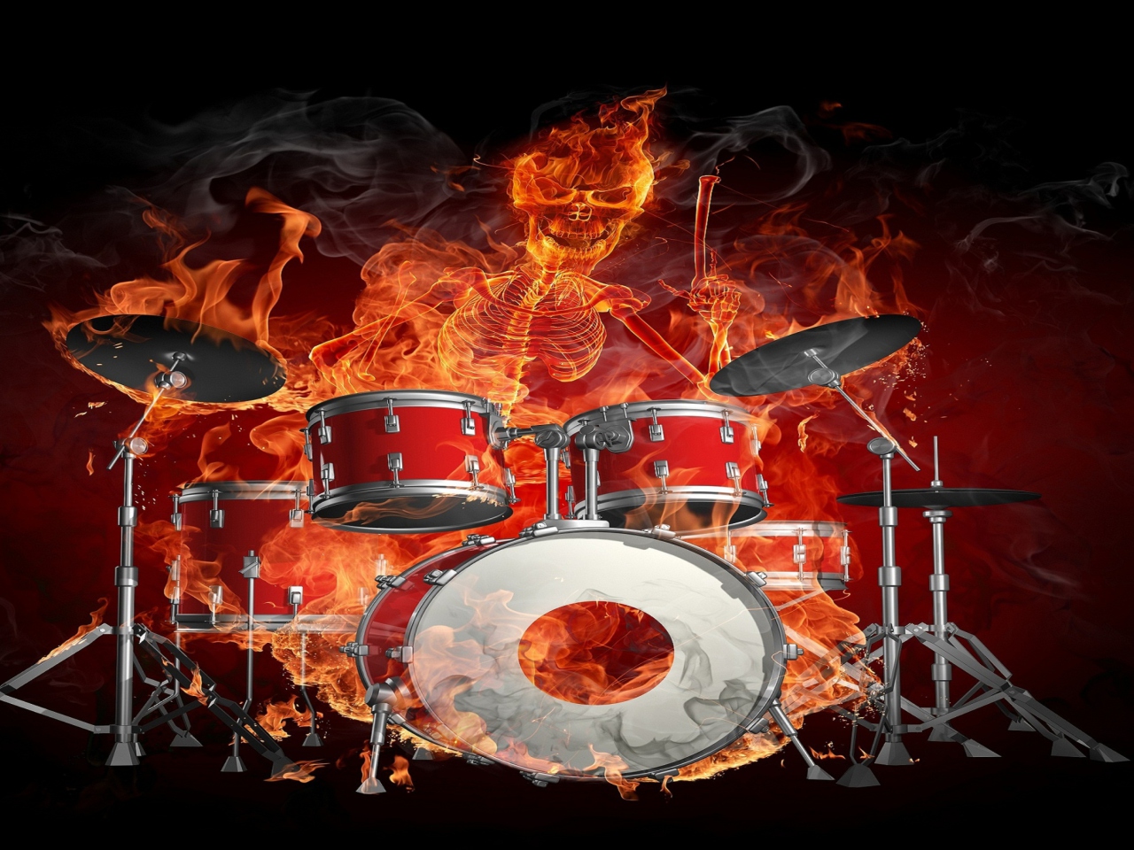 Fondo de pantalla Skeleton on Drums 1280x960