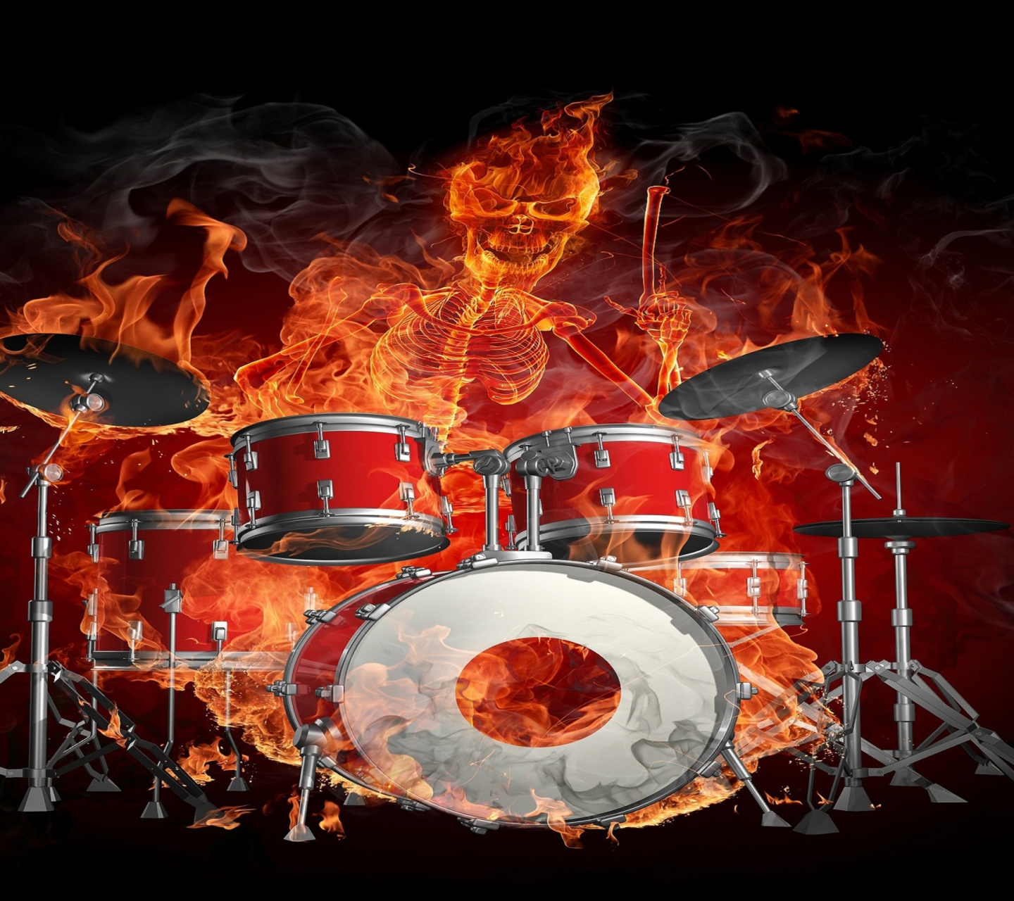 Das Skeleton on Drums Wallpaper 1440x1280