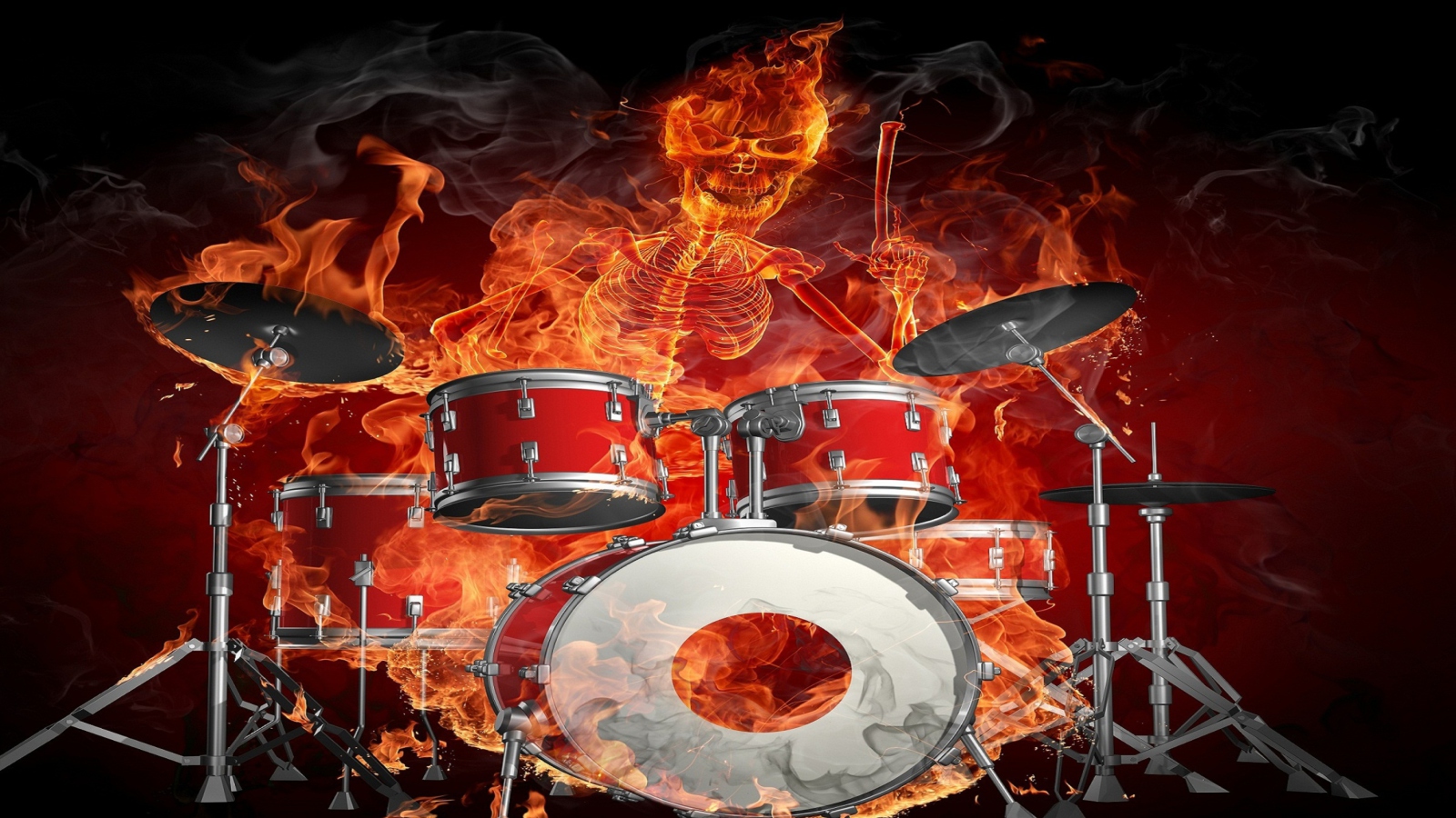 Skeleton on Drums wallpaper 1600x900