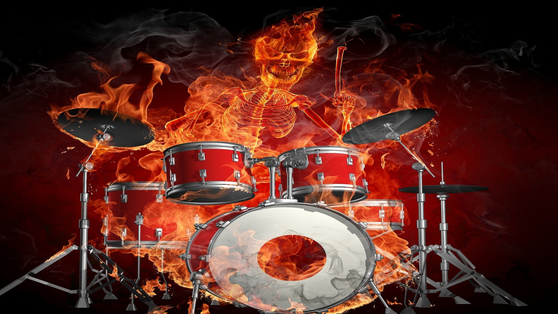 Screenshot №1 pro téma Skeleton on Drums 1920x1080