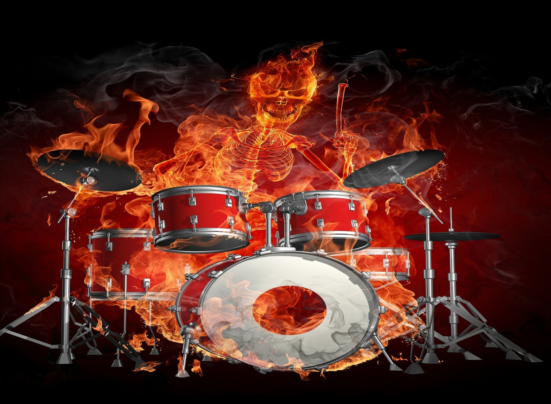 Das Skeleton on Drums Wallpaper 1920x1408