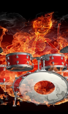 Fondo de pantalla Skeleton on Drums 240x400