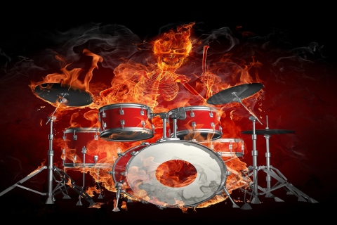 Skeleton on Drums wallpaper 480x320