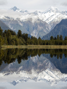 Lake Matheson on West Coast in New Zealand wallpaper 132x176