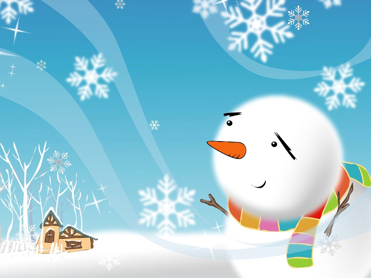 Das Cute Snowman Wallpaper 1280x960