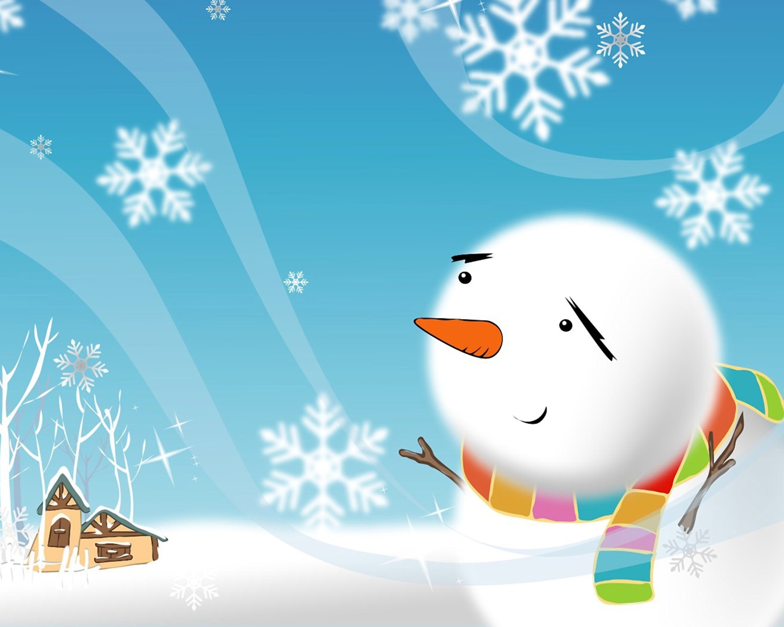 Das Cute Snowman Wallpaper 1600x1280